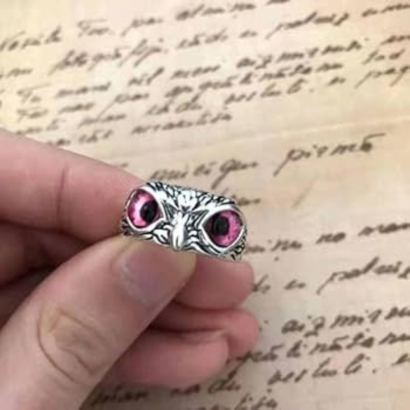 Oxidised Purple Owl Ring