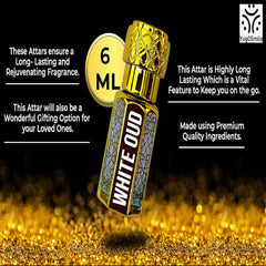 YUGOSMILE White Oud Attar 6ml | 100% Pure & Original Attar | Long-Lasting Luxury Roll-On Perfume | Unisex Fragrance for Men & Women