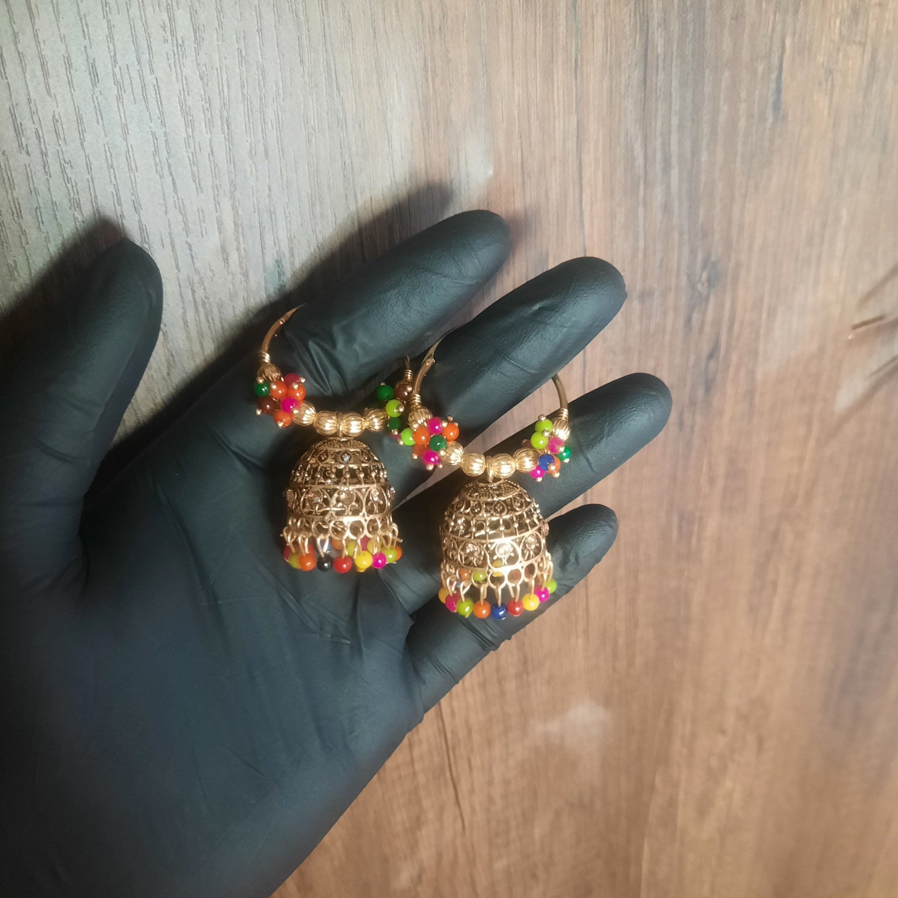 Multicolour - Polki Beads Unique Jhumka
