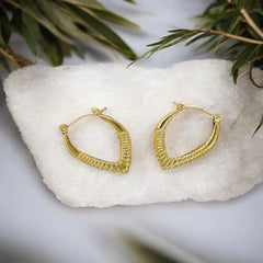 18K Gold Platted Chunks V Shape  Earrings