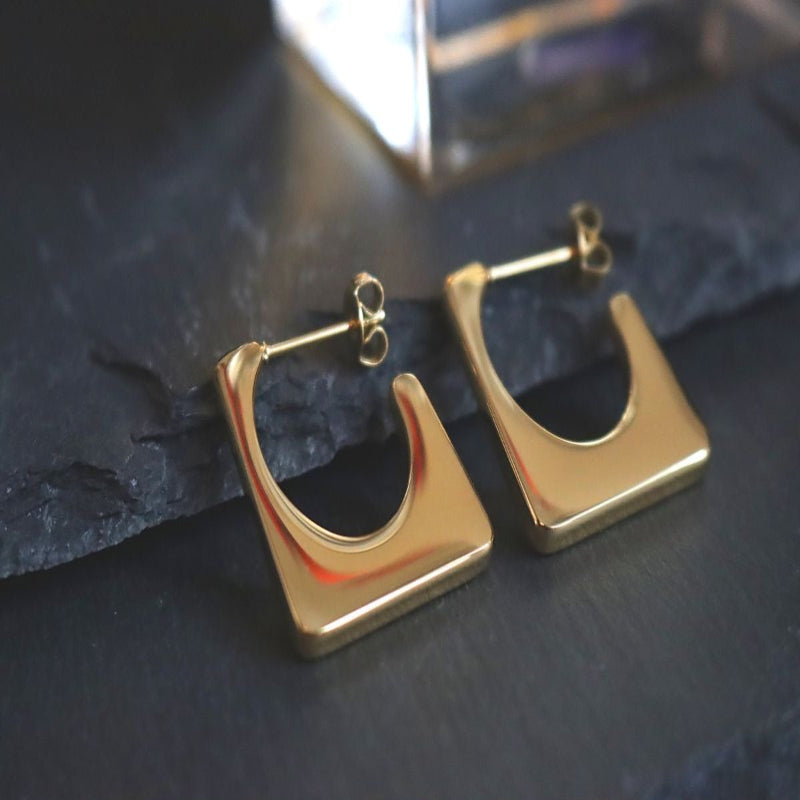 Gold Platted Geometric Hoop Earrings