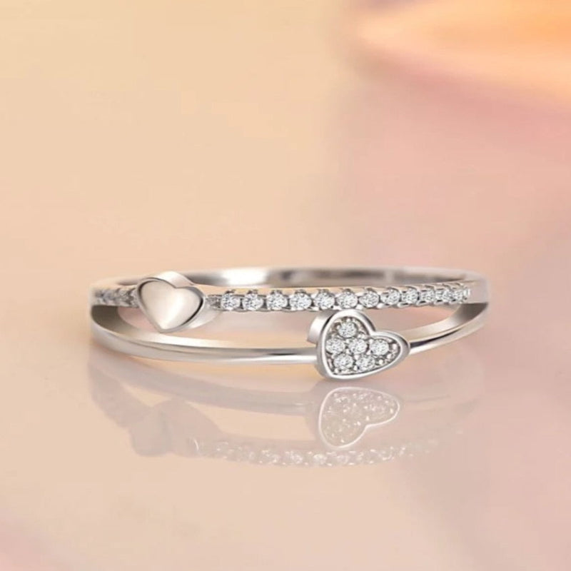 Stainless Steel Heart Pearl Ring