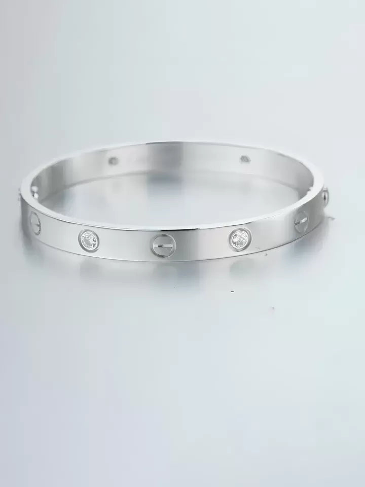 Silver Stainless With Zircon