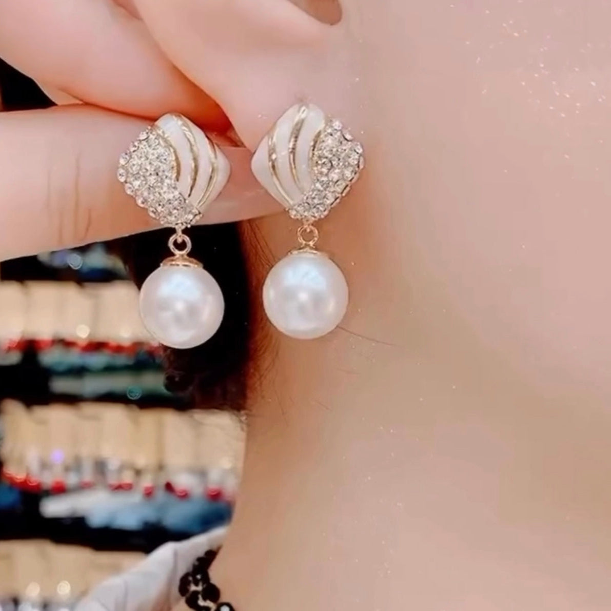 Ball Square Zircon Earrings