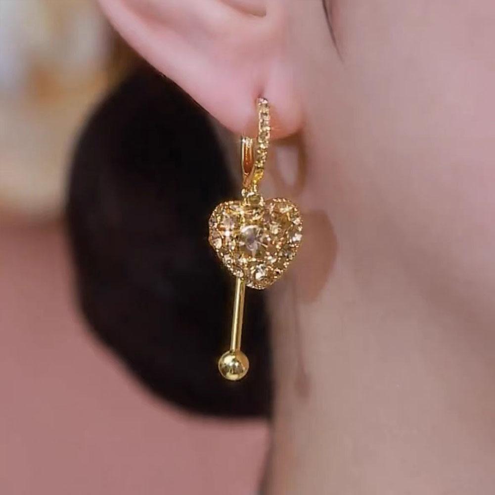 Gold Heart Zirconia Earrings