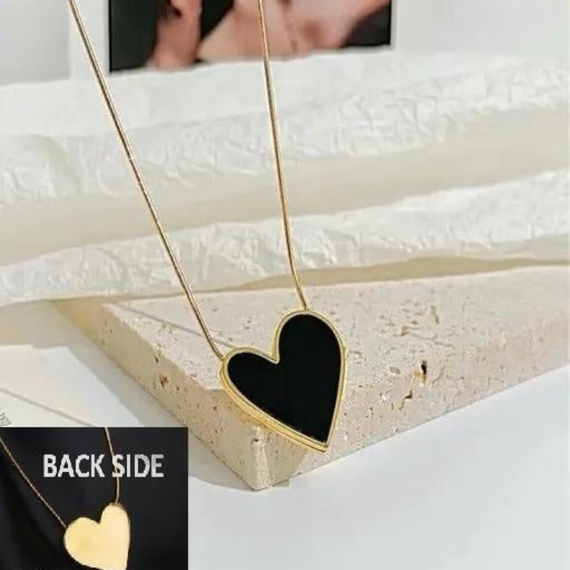 Elegant Black Heart Pendant Chain