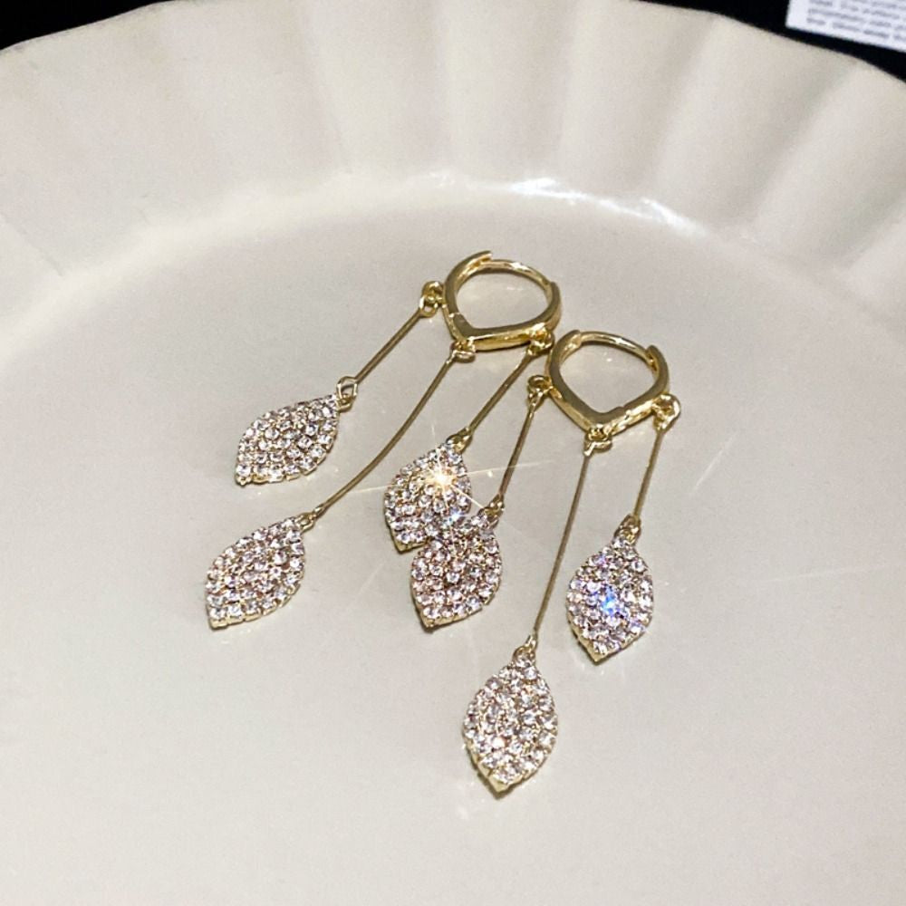 Tri Leaf Diamond Earrings