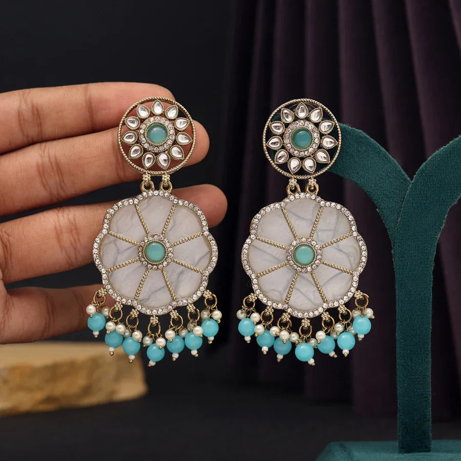 Sky Blue Forever Pearl Kundan Earring