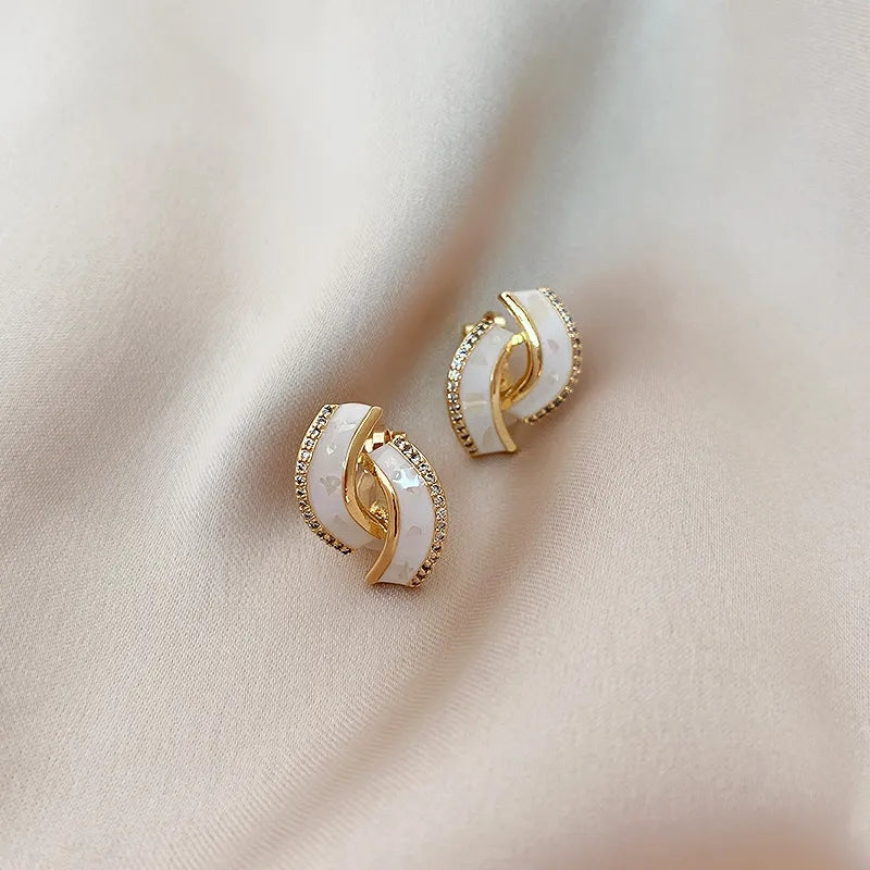 White CC Studs-Anti Tarnish || Waterproof
