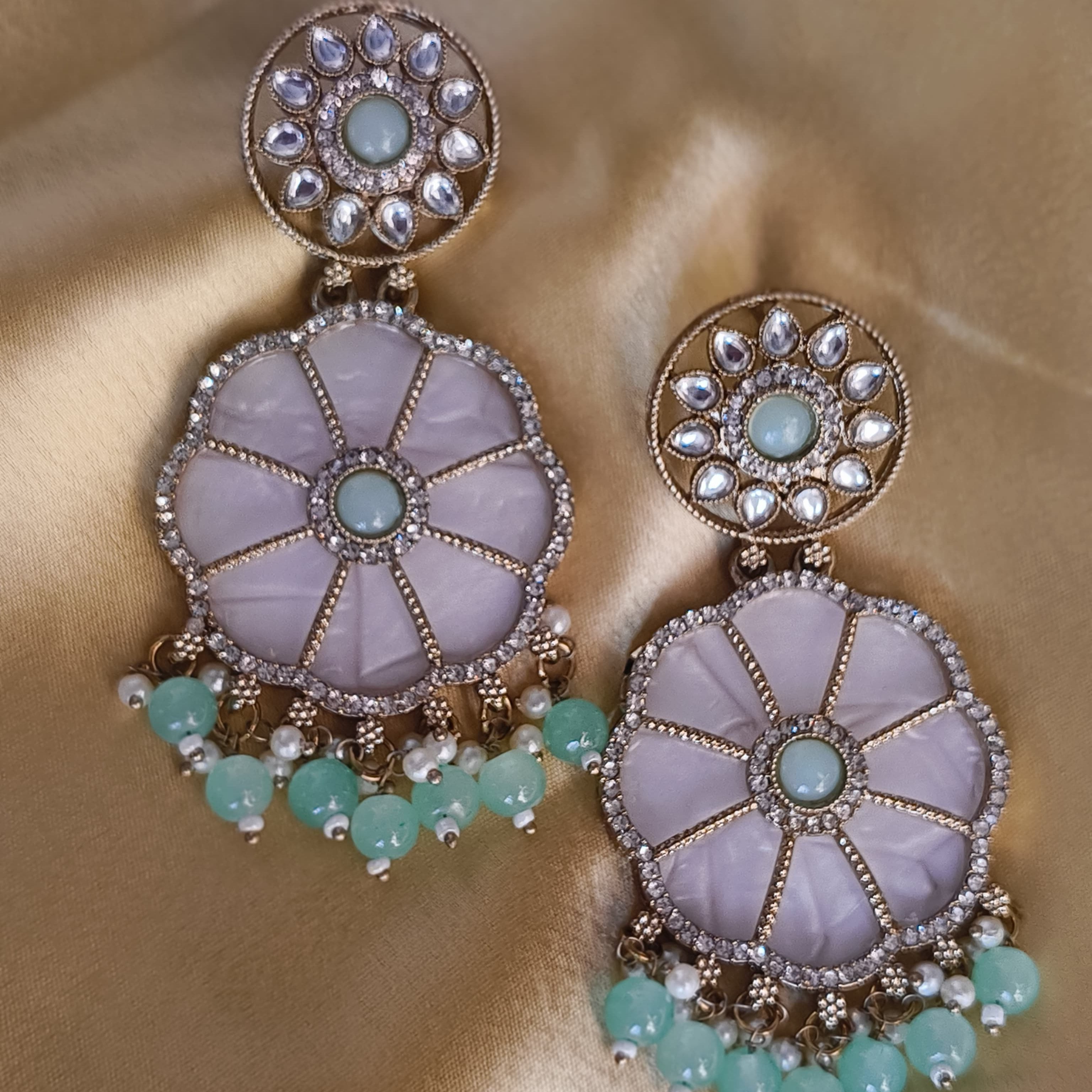 Sky Blue Forever Pearl Kundan Earring