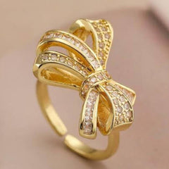 Rhinestone bow Knuckle Ring