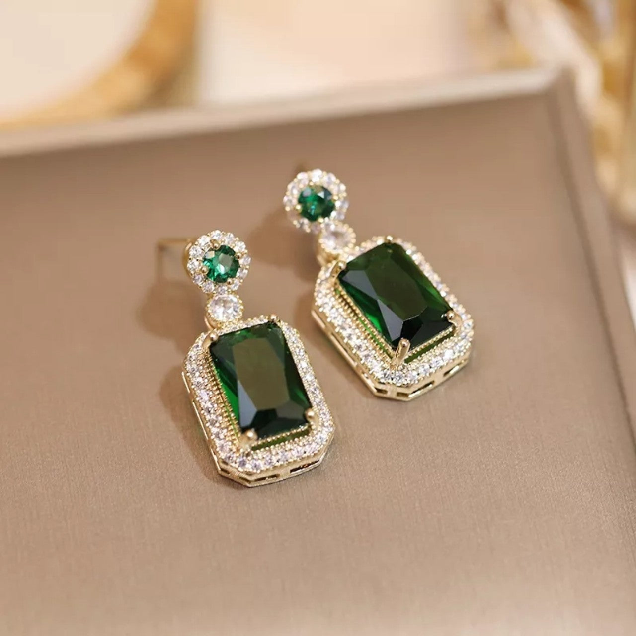 Green Wisher Earrings - Anti Tarnish || Waterproof